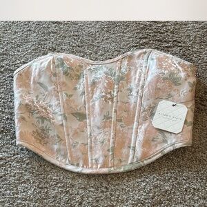 Altar'd State Pink and Green Floral Corset Top